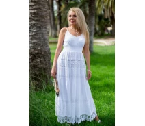 Придбати - пляжний сарафан  Довгий білий сарафан з мереживом Fresh Cotton 631 F-1c 48 (XL) Білий Fresh Cotton 631 F-1c