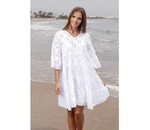 Придбати - пляжну сукню  Біле пляжне плаття прошва Fresh Cotton 1608 F-1с 48 (XL) Білий Fresh Cotton 1608 F-1с