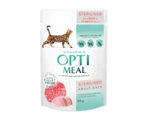 Придбати - корм для кота  Вологий корм для стерилізованих кішок Optimeal pouch 12 шт по 85 г (яловичина та індичка)