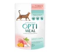 Придбати - корм для кота  Вологий корм для кішок Optimeal pouch 12 шт по 85 г (індичка в гарбузовому соусі)