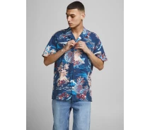 Придбати - чоловічу сорочку  Сорочка JORTROPICANA RESORT SHIRT S/S LTN 12187956 Ensign Blue Jack & Jones XL Синій