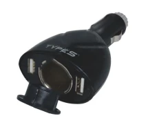 Придбати - розгалужувач і прикурювач  Прикурювання одинарне King KST-0226 1+2USB 12/24V чорне