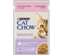 Придбати - корм для кота  Корм для котів Chow Cat CAT CHOW Sensetive. З лососем та цукіні в желе. Конс/кот 26х85г (8445290426574)