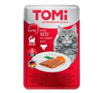 Придбати - корм для кота  Вологий корм Tomi для дорослих кішок яловичина у морквяному желі 100 г
