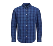 Придбати - чоловічу сорочку  Сорочка JJCLASSIC MIX SHIRT LS 12188988-Medium Blue Denim-Stripes:/SLIM Jack & Jones XXL Синій