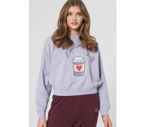 Придбати - жіночу кофту  Толстовка ONLJENNIFER LIFE L/S O-NECK BOX SWT 15250226-Cosmic Sky-Print:COFFEE ONLY M Бузковий