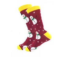 Придбати - чоловічу шкарпетку  Шкарпетки високі від Friendly Socks бордового кольору "Сніговик" (p27-0427-40-46)