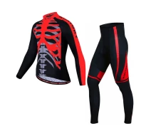 Придбати - велоодяг  Чоловічий велокостюм KIDITO KM-CT-18 Skeleton Red 4XL кофта з довгим рукавом + штани для велосипедистів