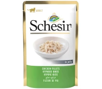 Придбати - корм для кота  Вологий корм для котів Schesir Chicken Fillets Куряче філе в желе 85 г (8005852171023)