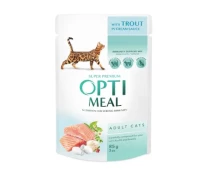 Придбати - корм для кота  Вологий корм для кішок Optimeal pouch 12 шт по 85 г (з фореллю в кремовому соусі)
