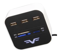 Придбати - кардрідер  USB-хаб Frime 3-портовий з кардридером All-in-One White (FHC-AllinOne3p2W)