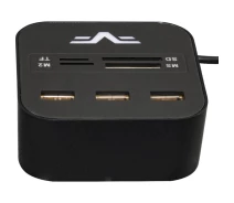 Придбати - кардрідер  USB-хаб Frime 3-портовий з кардридером All-in-One Black (FHC-AllinOne3p2B)