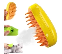 Придбати - інструмент для грумінгу  Парова щітка масажер спрей 3 в 1 PET SPRAY MASSAGE BRUSH для вичісування собак і котів з паровим розпилювачем - жовта (48856214)