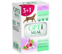 Придбати - корм для кота  Корм вологий для котів Optimeal з ягням і овочами в желе, 3 + 1, 340 г