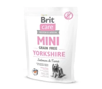 Придбати - корм для собаки  Корм Brit Care Mini Grain Free Yorkshire сухий беззерновий на основі м'яса лосося та тунця для собак породи йоркширський тер'єр 0.4 кг (8595602520206)