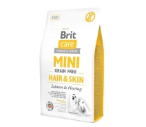 Придбати - корм для собаки  Корм Brit Care Grain Free Mini Hair & Skin сухий беззерновий для собак малих порід для покращення стану шкіри та вовни 2 кг (8595602520220)