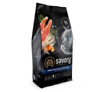 Придбати - корм для кота  Корм Savory Adult Cat Fresh Salmon & White Fish сухий зі свіжим лососем і білою рибою для довгошерстих котів 2 кг (4820232630020)