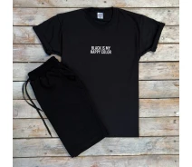 Придбати - чоловічий костюм  Чоловічий костюм Black is футболка+шорти S M L XL чорний мужские шорты и футболка костюм черный 46 48 50 52