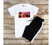 Придбати - чоловічий костюм  Чоловічий костюм футболка+шорти Calvin Klein S M L XL мужские шорты черные с лампасами принт 46 48 50 52