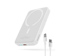 Придбати - універсальну мобільну батарею  Павербанк Baseus Magnetic Mini Air Wireless Fast Charge Power Bank 10000mAh 20W з кабелем (P1-00) White