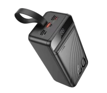 Придбати - універсальну мобільну батарею  Портативна батарея Power bank Hoco J123C PD20W+QC3.0 (22.5W) 60000 mAh зі швидкою зарядкою та ліхтариком повербанк 3хUSB Black