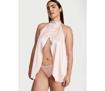 Придбати - жіночу еротичну білизну  Сатиновий пеньюар та трусики Victoria's Secret комплект 1159801542 (Рожевий, S) (art355355)