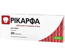 Придбати - ветеринарний препарат для собаки  Ветпрепарат KRKA Рікарфа 100мг зі смаком м'яса таб №20(3838989647094)