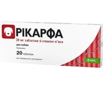 Придбати - ветеринарний препарат для собаки  Ветпрепарат KRKA Рікарфа 20мг зі смаком м'яса таб №20 (3838989603465)