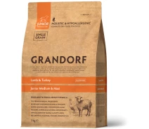 Придбати - корм для собаки  Сухий корм Grandorf (Грандорф) Lamb & Turkey Junior для юніорів ягня з рисом, 3 кг