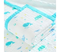 Придбати - плед для малюків  Ковдра муслінова 110х110 см Mommy Bag Кити