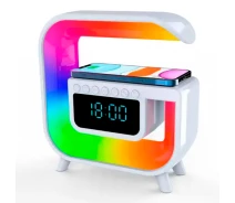 Придбати - нічник  Акумуляторний RGB нічник G30, годинник, бездротова зарядка, Bluetooth колонка