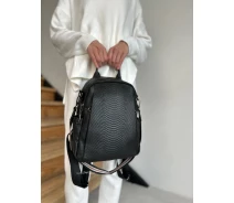Придбати - рюкзак  Шкіряний рюкзак жіночий 31х15х26 см TIDING BAG Чорний