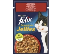 Придбати - корм для кота  Корм FELIX Sensations Jellies (Фелікс Сенсейшнз Джеліс). З яловичиною в желе з томатами. Конс/кот 85г (7613039831724)