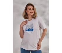 Придбати - жіночу футболку  Футболка для вагітних Yula mama Clouds NR-24.062 Білий M (22177)