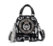 Придбати - рюкзак  Жіночий рюкзак з вишивкою і страсами Animus Italian Bags Чорний 20х18х10 см (id_1364)