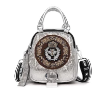 Придбати - рюкзак  Жіночий рюкзак з вишивкою і стразами Animus Italian Bags сірий 20х18х10 см (id_1365)