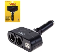 Придбати - розгалужувач і прикурювач  Подовжувач прикурювача VOIN 2 виходи+2USB 1500mA/запобіг WF-0668/003 (V08487)