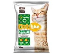 Придбати - корм для кота  NutraFiveStars Кет Лайк Компліт Catlike COMPLETE (зелений) Сухий корм для дорослих кішок. З куркою, рибою та рисом. 10 кг.