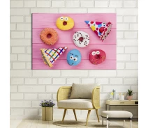 Придбати - картину  Картина для кухні KIL Art Солодкі різнобарвні пончики 75x50 см (1543-1)