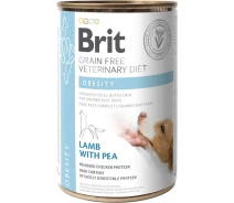 Придбати - корм для собаки  Вологий корм Brit Grain Free Veterinary Diets Obesity для собак при ожирінні та надмірній вазі з ягнятком та зеленим горошком 400 г (8595602536115)