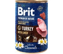 Придбати - корм для собаки  Корм вологий Brit Premium by Nature k консерви для собак з індичкою та індичкою печінкою 400 г (859602561803)