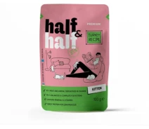 Придбати - корм для кота  Корм вологий HalfHalf для кошенят шматочки з індичкою в желе у формі павуча 100г (4820261920864)