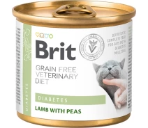 Придбати - корм для кота  Вологий корм Brit Grain Free Veterinary Diets Diabetes для кішок з цукровим діабетом з ягнятком та зеленим горошком 200 г (8595602549832)