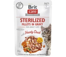 Придбати - зоотовар для кота  Корм вологий Brit Care Sterilized Fillets in Gravy Hearty Duck д/стерилізованих кішок філе в соусі качка 85 г (8595602565283)