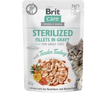 Придбати - зоотовар для кота  Корм вологий Brit Care Sterilized Fillets in Gravy Tender Turkey д/стерилізованих кішок філе в соусі індичка 85 г (8595602565306)