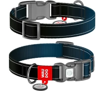 Придбати - нашийник для собак і котів  Нашийник для собак нейлоновий WAUDOG Nylon Mono з QR паспортом, світловідбивний, пластиковий фастекс, S, Ш 15 мм, Дов 25-35 см чорний