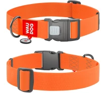 Придбати - нашийник для собак і котів  Нашийник для собак водостійкий WAUDOG Waterproof з QR паспортом, пластиковий фастекс, XXL, Ш 40 мм, Дов 46-70 см, помаранчевий