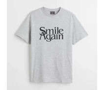 Придбати - чоловічу футболку  Футболка прямого крою для чоловіка H&M Smile Again 1036336-5 S сірий