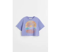 Придбати - дитячу футболку  Футболка укорочена для дівчинки H&M 1040533-012 134-140 см (8-10 years) фіолетовий