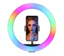 Придбати - кільцеве світло  Кільцева LED лампа RIAS MJ33 RGB 33см Різнокольорова з тримачем USB управління на дроті